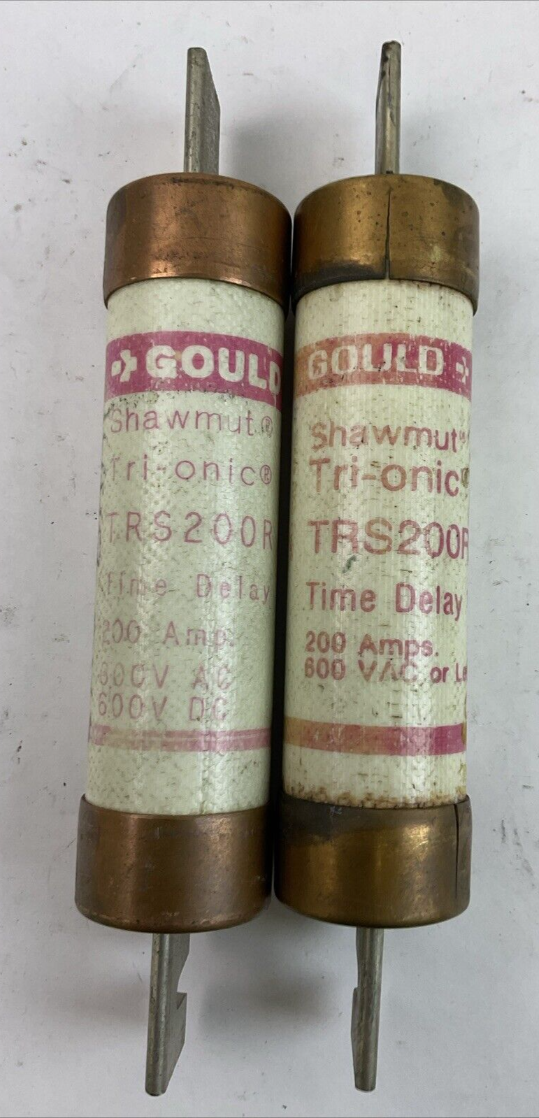 GOULD FERRAZ SHAWMUT TRS200R TRI-ONIC TIME DELAY RK5 FUSE 600VAC 200A (LOT OF 2)