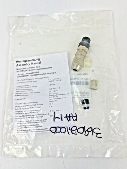 TURCK - HAS8141-0 - CIRCULAR CONNECTOR M12 - BS8146-0 - W/ HARAX RAPID TERMINAT
