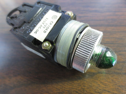 GENERAL ELECTRIC CR104D522 MINIATURE OILTIGHT INDICATOR LIGHT GREEN PUSH-TO-TEST