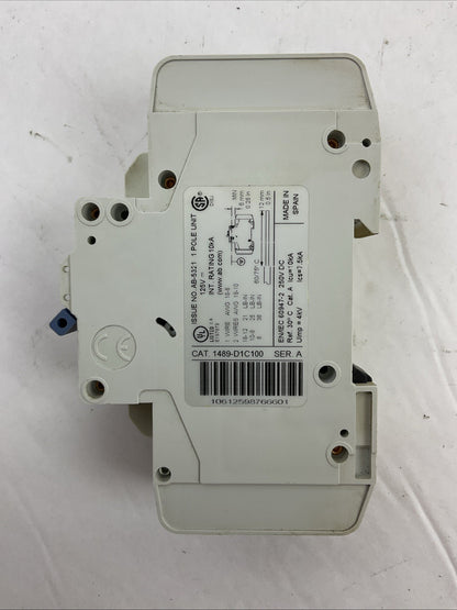 ALLEN BRADLEY 1489-D1C100 SER A CIRCUIT BREAKER 125VDC 10A 1489-ABH12