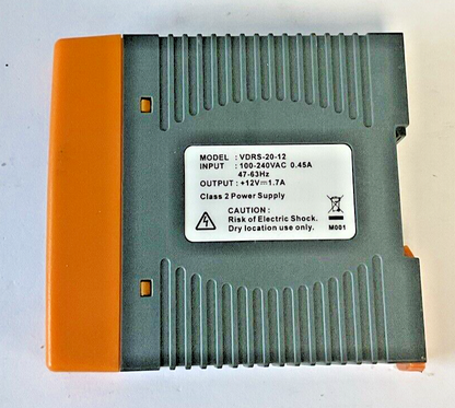 CUI VDRS-20-12 DIN RAIL POWER SUPPLY 63HZ 12VDC 1.7A 240VAC