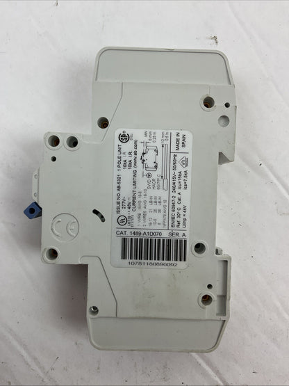 ALLEN BRADLEY 1489-A1D070 SER A CIRCUIT BREAKER 277VAC 48VDC 7AMP (LOT OF 5)