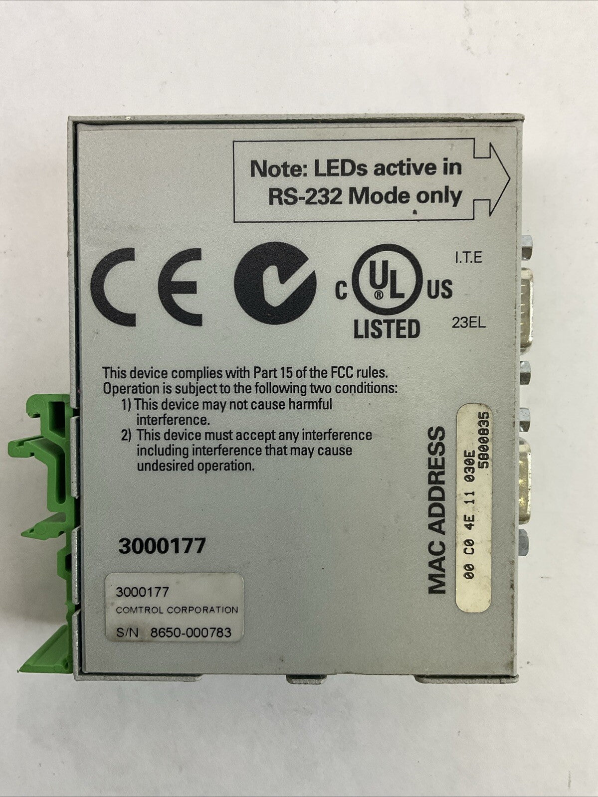 COMTROL 3000177 ROCKET PORT SERIAL HUB 2 PORT 24VDC