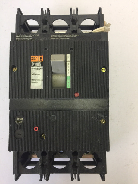 MERLIN GERIN 37018 CIRCUIT BREAKER COMPACT CF250NA 480V 50/60HZ 3 POLE 250A