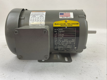 BALDOR M3452 34A51W11 INDUSTRIAL MOTOR 0.17HP 230/460V 1.1/.55A 1140RPM 60HZ 3PH