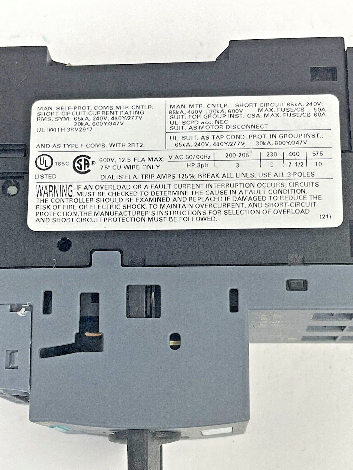 SIEMENS - 3RV2011-1KA20 & 3RV2901-2E - CIRCUIT BREAKER & AUX SWITCH TRANSVERSE