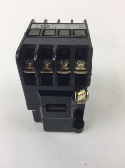 ALLIS-CHALMERS 3TA6840J CONTROL RELAY COIL 115 V 60 HZ *PLASTIC IS BROKEN OFF*