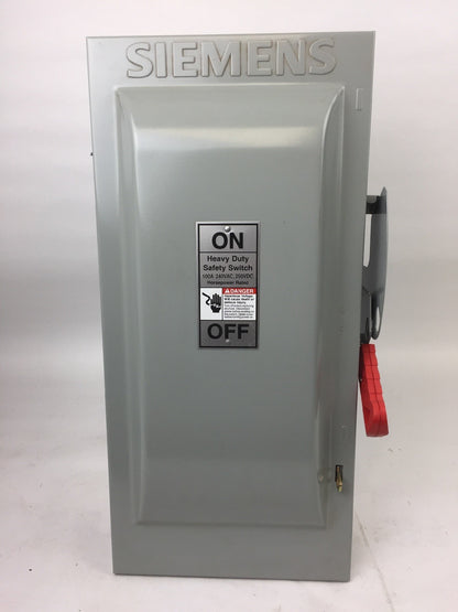 SIEMENS HF223N HEAVY DUTY SAFETY SWITCH 100 AMP 240 VAC 250 VDC 2 POLE 3 WIRE