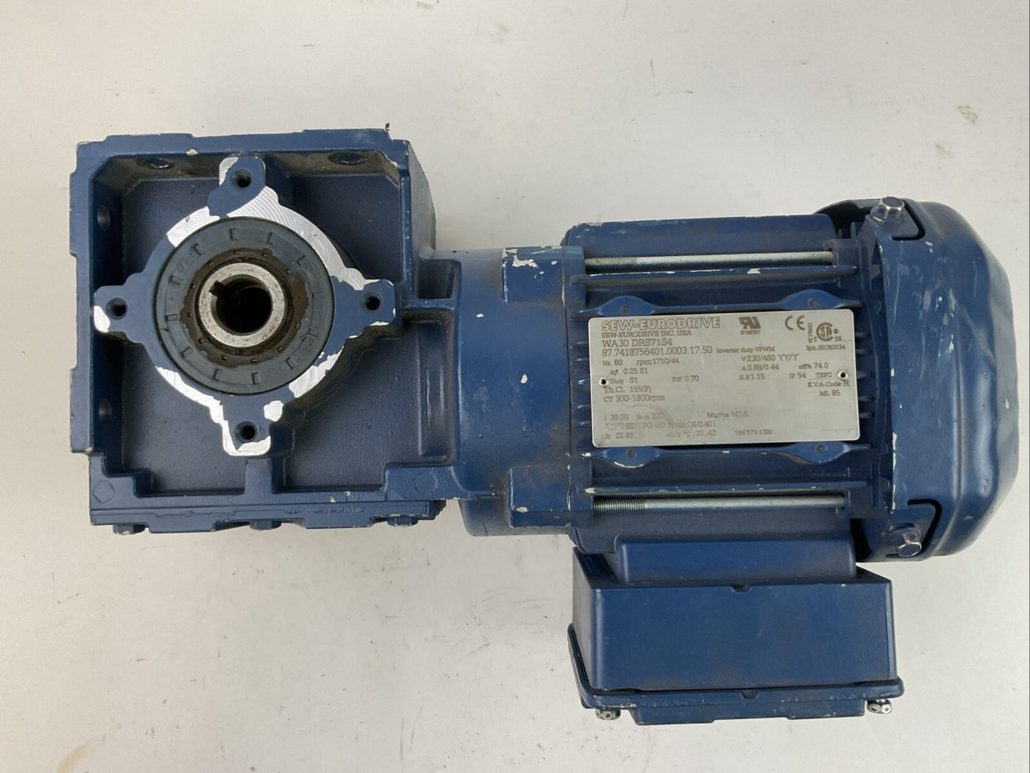 SEW-EURODRIVE WA30 DRS71S4 GEAR MOTOR Hz 60 rpm 1710/44 v230/460 YY/Y