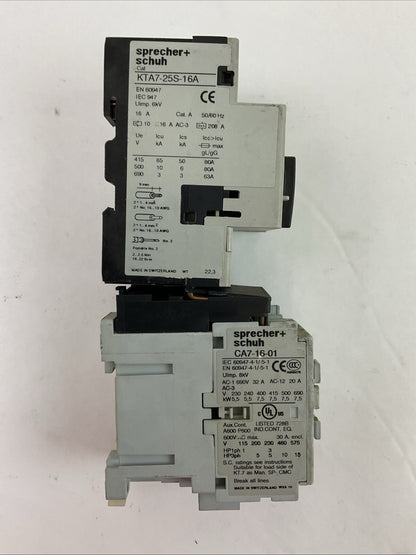 SPRECHER+SCHUH KTA7-25S-16A CIRCUIT BREAKER 10-16A CA7-16-01 CONTACTOR 277V COIL