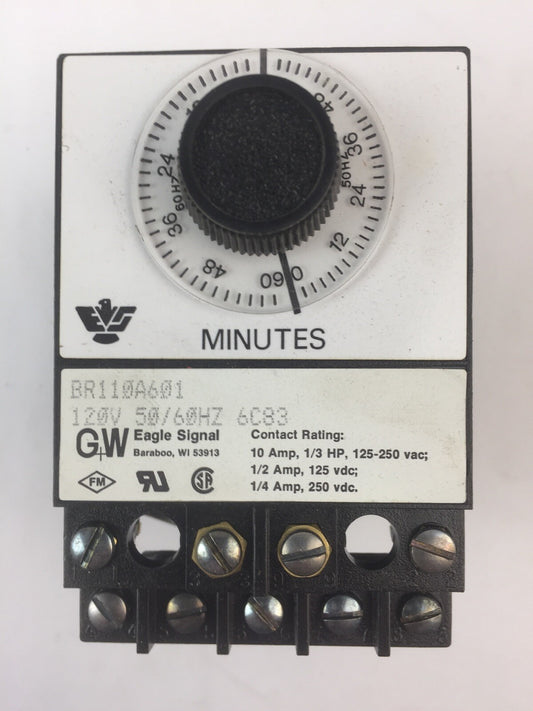 GW EAGLE SIGNAL BR110A601 TIMER 120V 50/60HZ 10A 125-250VAC 1/3HP 1/4A 250VDC