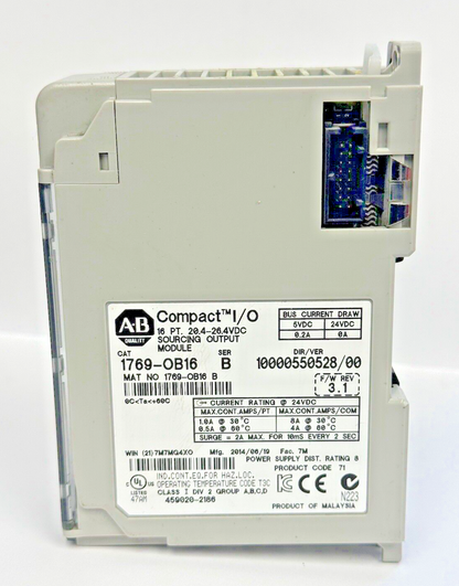 ALLEN-BRADLEY - 1769-OB16 SER. B, F/W REV 3.1, DIR/VER 10000550528/03 - 16 PT. *
