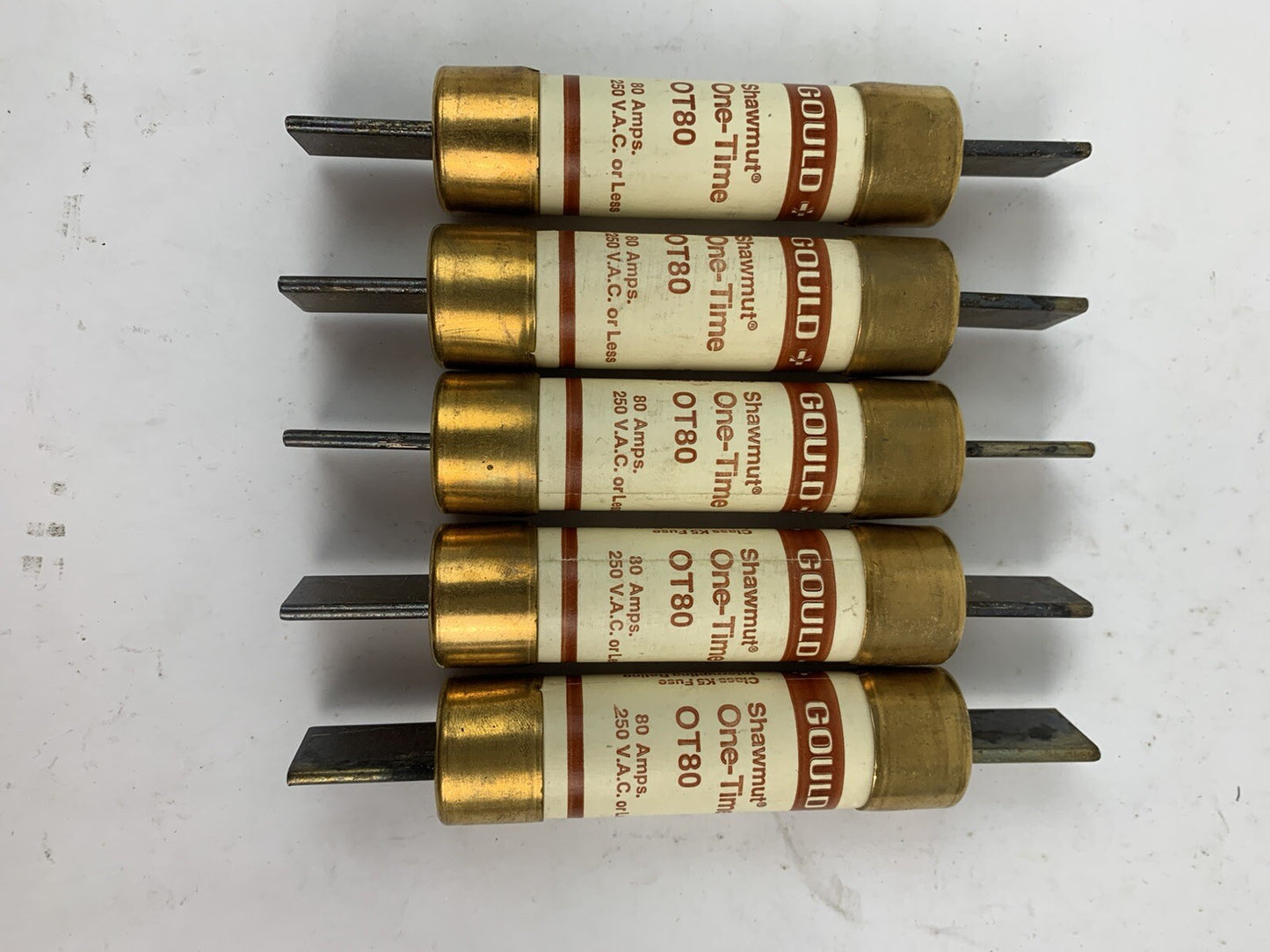 Gould Shawmut One-Time OT80 80A 250VAC Fuse "Lot of 5"