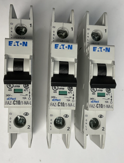 EATON FAZ-C10/1-NA-L CIRCUIT BREAKER 240VAC 10A 50/60HZ ***LOTOF3***