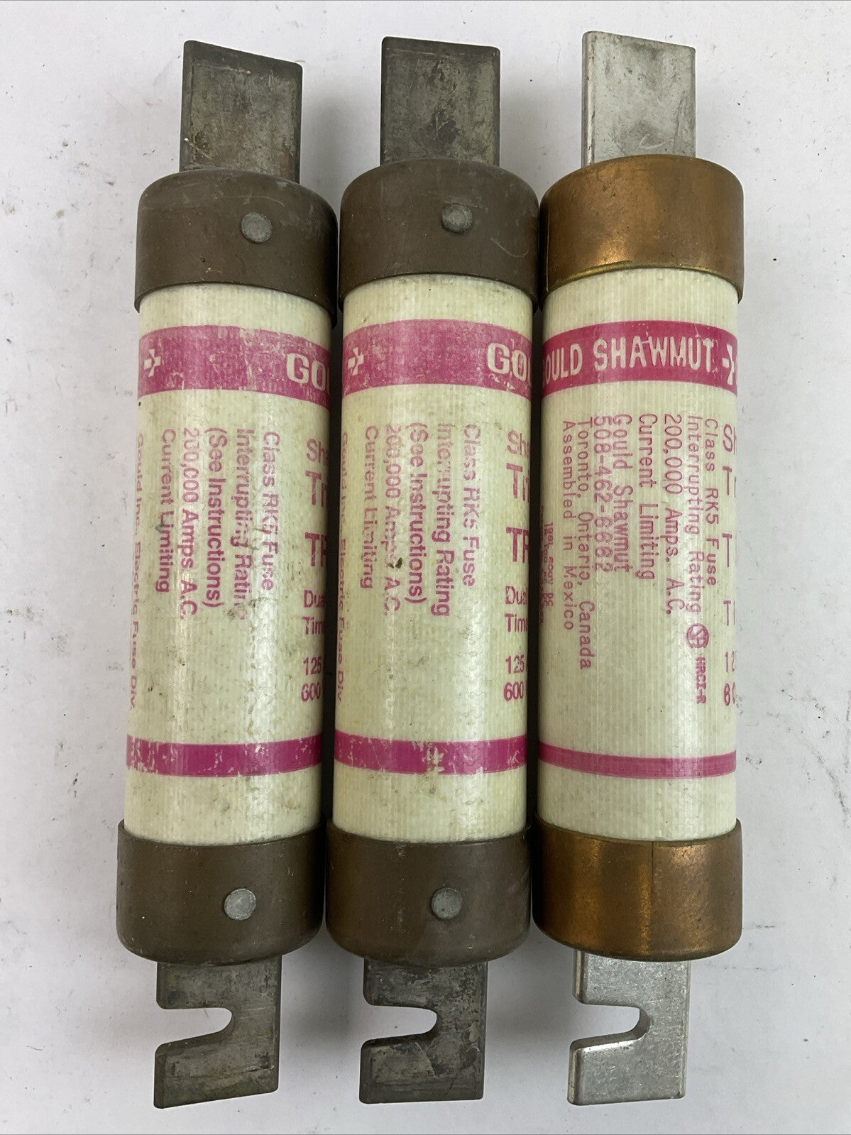 GOULD SHAWMUT TRS125R TRI-0ONIC TIME DELAY RK5 FUSE 600VAC 125AMP (LOT OF 3)