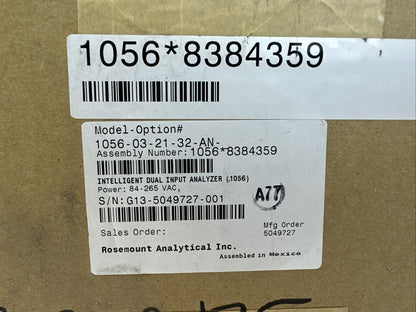 ROSEMOUNT 1056-03-21-32-AN 1056*8384359 INTELLIGENT DUAL INPUT ANALYZER