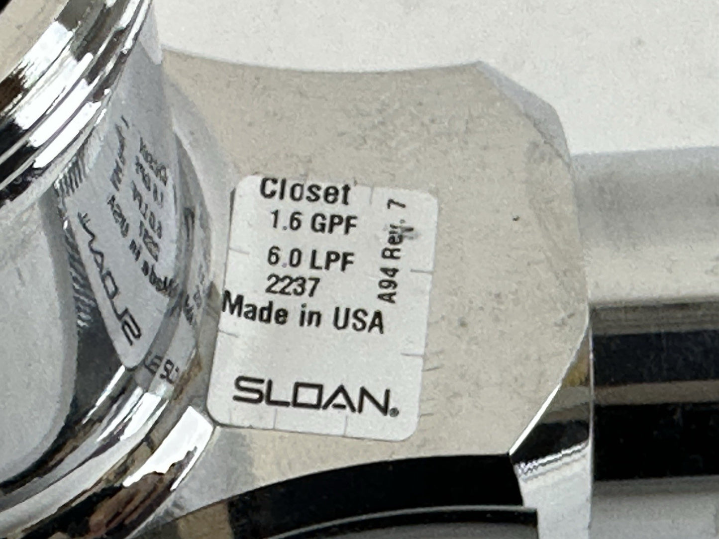 SLOAN REPLACEMENT MAIN BODY 1.6 GPF 6.0 LPF URINAL BATHROOM VALVE 2237 A94 REV7