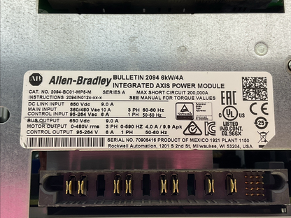 ALLEN BRADLEY 2094-BC01-MP5-M INTEGRATED AXIS MODULE SER A 2094-SE02F-M00-S0