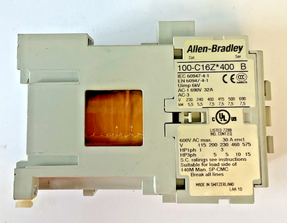 ALLEN BRADLEY 100-C16Z*400 CONTACTOR SER.B 600VAC 32A