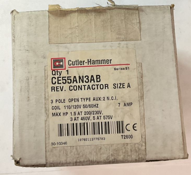 CUTLER HAMMER CE55AN3AB REVERSING  CONTACTOR SIZE A 3POLE 460V 7A 50/60HZ