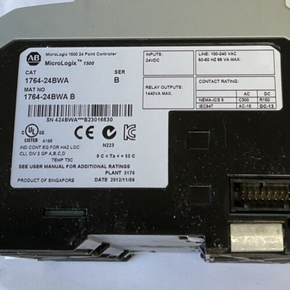 ALLEN BRADLEY 1764-24BWA MICROLOGIX 24 POINT CONTROLLER 24VDC SER.B