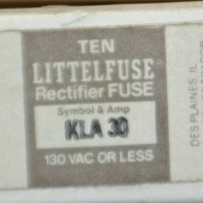 BOX of 10 / LITTELFUSE KLA30 RECTIFIER FUSE / 30A / 130V / NEW SURPLUS
