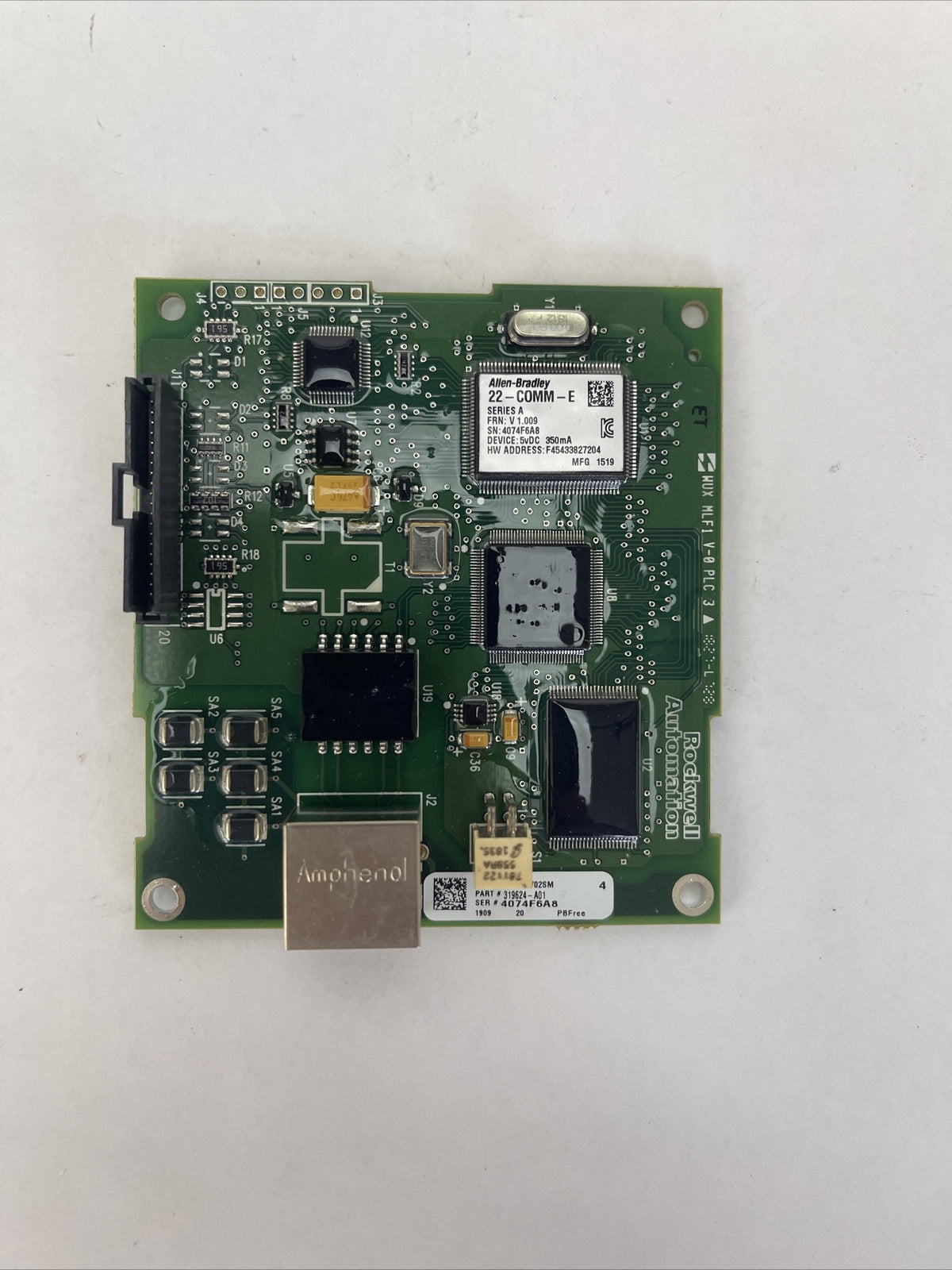 ALLEN BRADLEY 22-COMM-E POWER FLEX ETHERNET/IP ADAPTOR 5VDC 350mA FRN V 1.009
