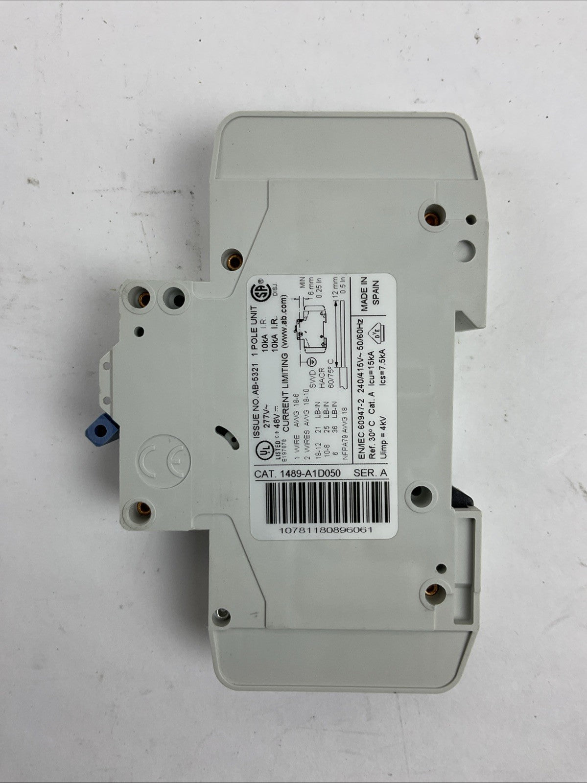 ALLEN BRADLEY 1489-A1D050 SER A INDUSTRIAL CIRCUIT BREAKER 277VAC 5A (LOT OF 2)