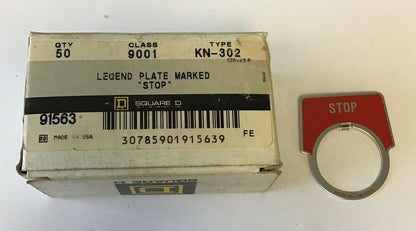 SQUARE D LEGEND PLATE "STOP" 9001 KN-302 ****LOTOF42****