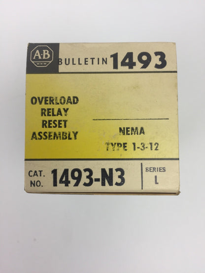 ALLEN BRADLEY 1493-N3 OVERLOAD RELAY RESET ASSEMBLY NEMA TYPE 1-3-12