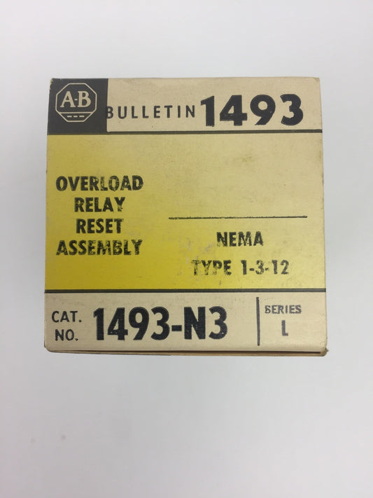 ALLEN BRADLEY 1493-N3 OVERLOAD RELAY RESET ASSEMBLY NEMA TYPE 1-3-12