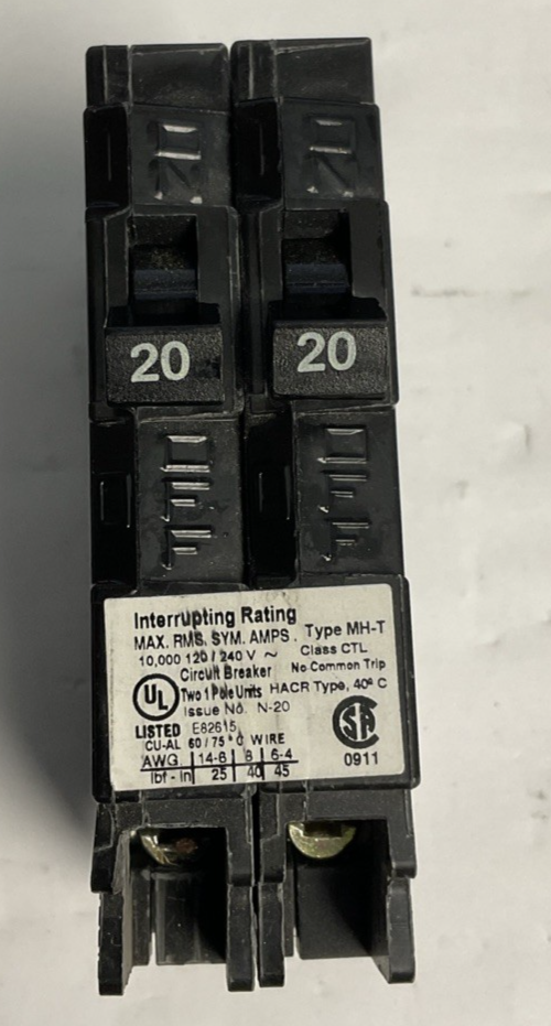 MURRAY MP2020 CIRCUIT BREAKER 20A 2POLES 60HZ 240VAC****LOTOF2****