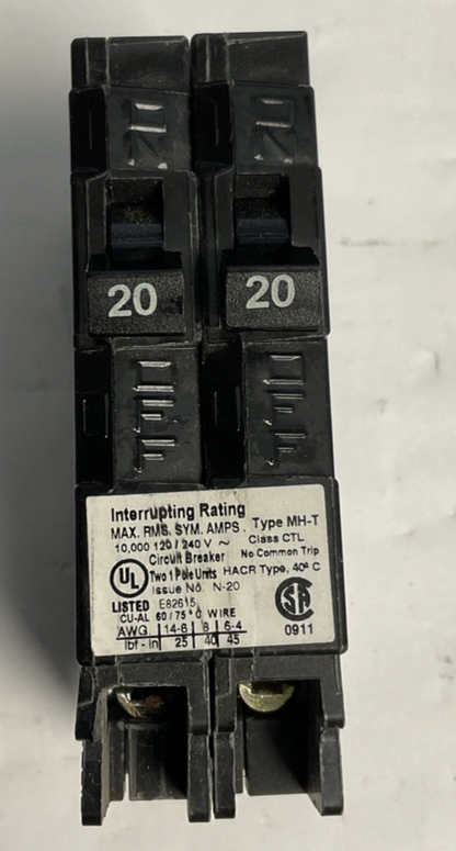 MURRAY MP2020 CIRCUIT BREAKER 20A 2POLES 60HZ 240VAC****LOTOF2****