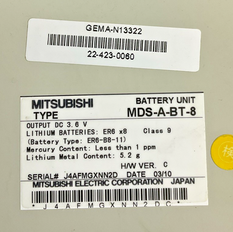 MITSUBISHI MDS-A-BT-8 BATTERY UNIT 3.6VDC H/W VER.C