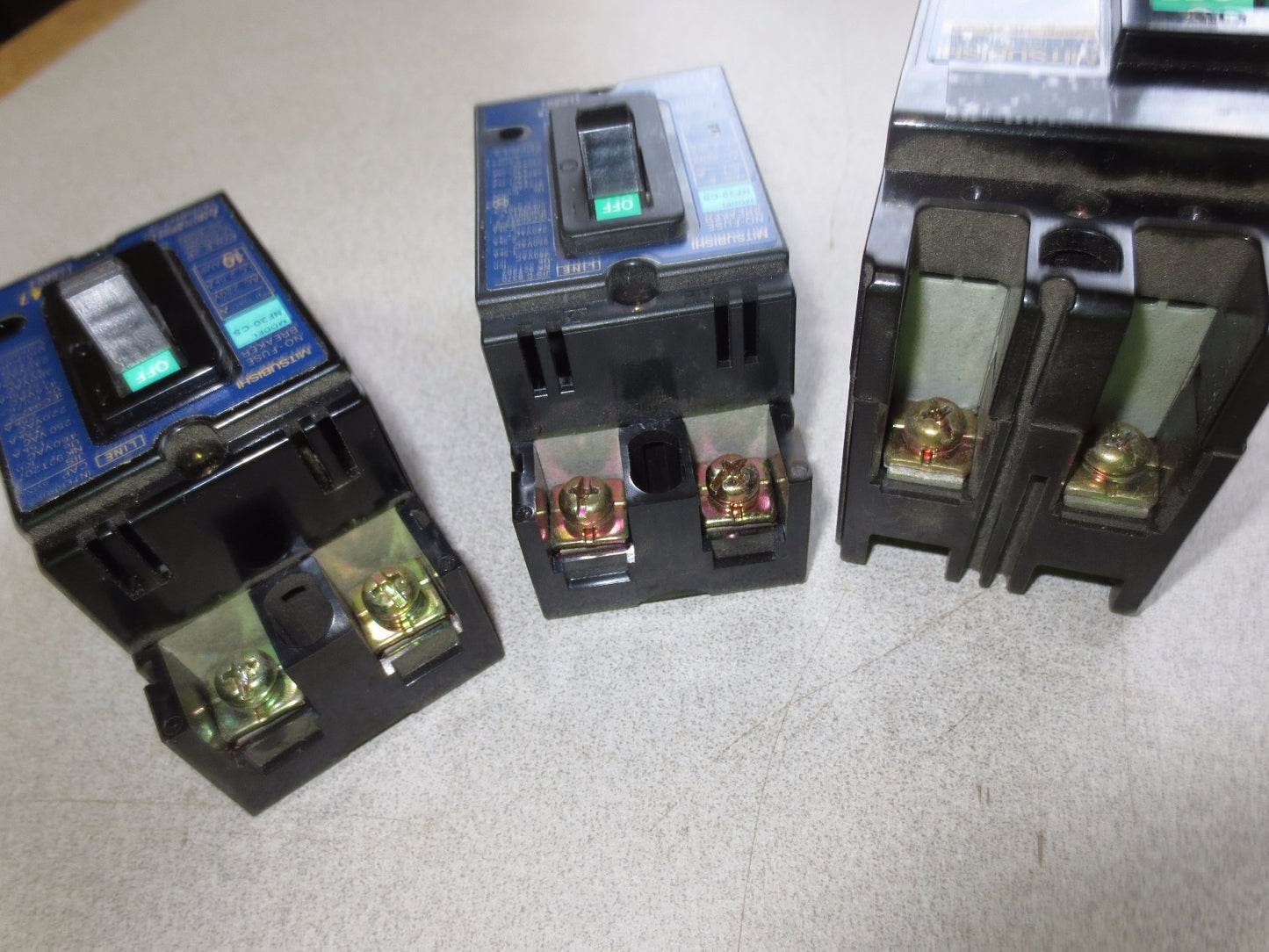 MITSUBISHI NF30-SS, NF30-CS (5A), NF30-CS (10A) - NO-FUSE BREAKERS 220V LOT of 3