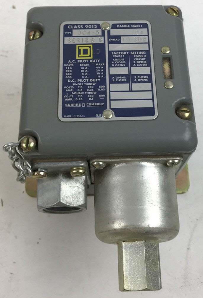 Square D Pressure Switch, 35-45 psi, class 9012, type DCW5, Series B