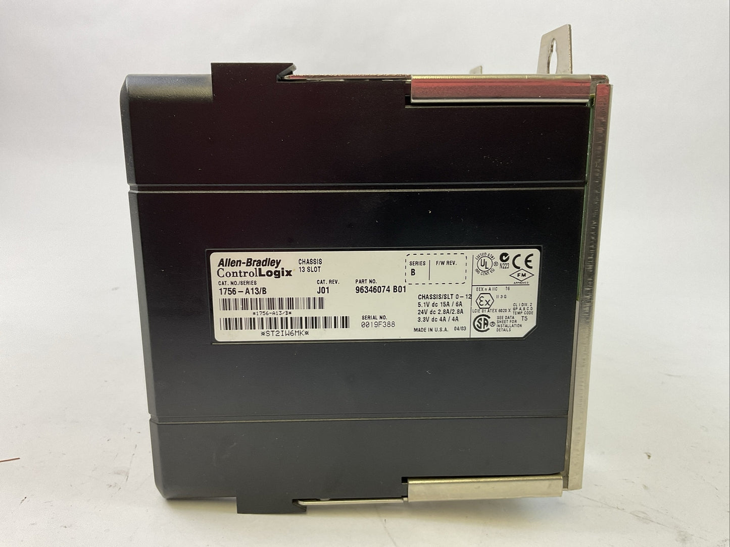 ALLEN BRADLEY 1756-A13 CAT REV J01 SER B CONTROLLOGIX 13 SLOT CHASSIS