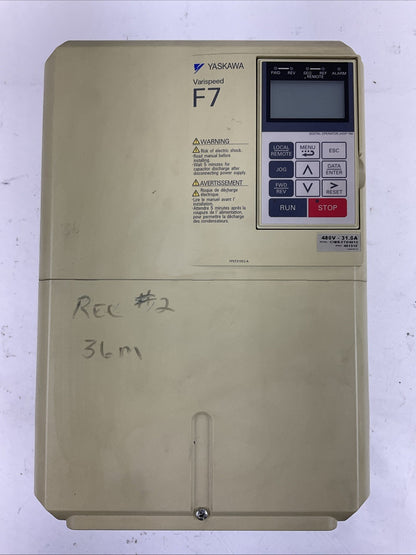 YASKAWA CIMR-F7U4015 AC DRIVE 480V 31.0A VARISPEED F7