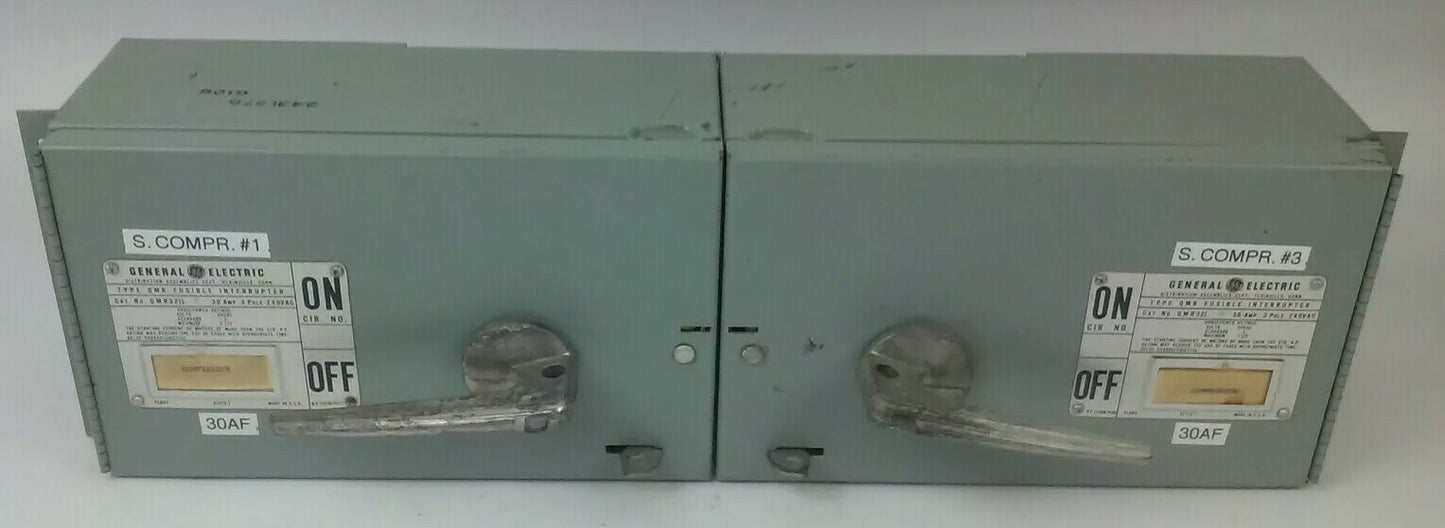 GE TYPE QMR QMR321L QMR321R TWIN FUSIBLE INTERRUPTER SWITCH 30A 240V W/HARDWARE