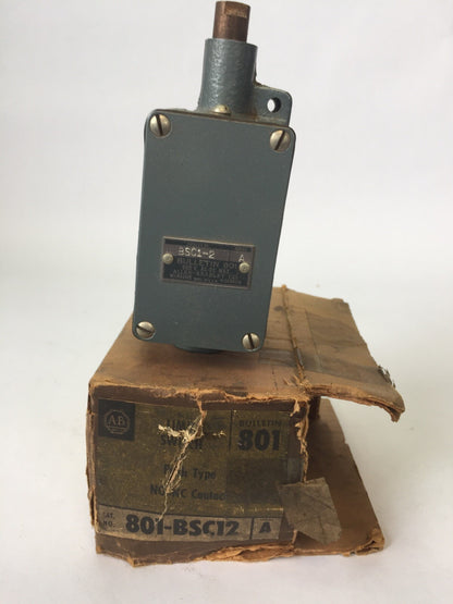 ALLEN BRADLEY 801-ASC12 LIMIT SWITCH PUSH TYPE 600V AC/DC NO-NC CONTACT