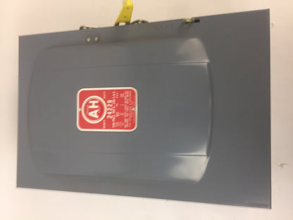 ARROW HART 24229 FUSIBLE HD SWITCH 3SN POLES 100AMP 240VAC 15HP NEMA 1 ENCLOSURE