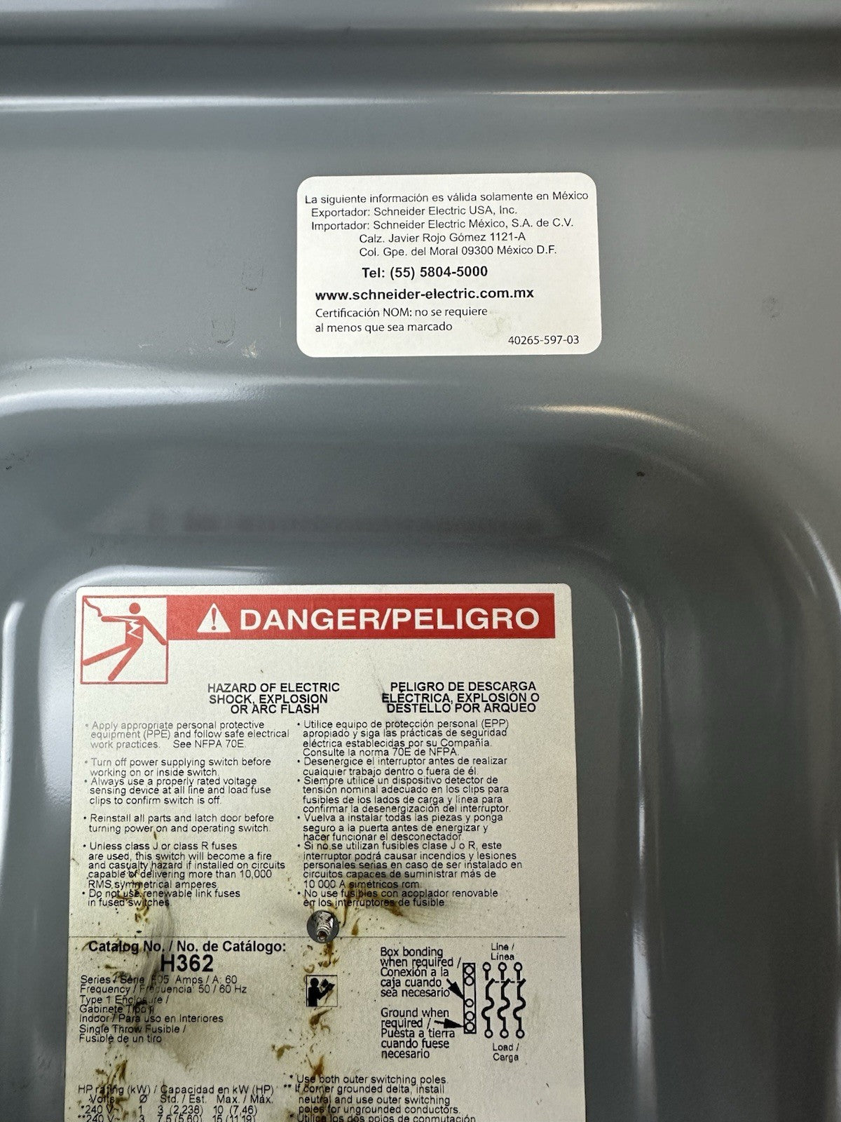 SQUARE D H362 HEAVY DUTY SAFETY SWITCH 600 VOLT 60 AMP