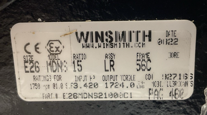 WINSMITH E26MDNS21000C1 GEAR REDUCER RATIO 15:1 1750RPM
