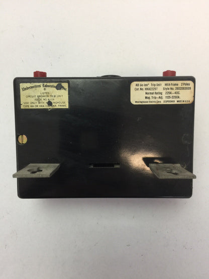 WESTINGHOUSE HKA2225T 225A TRIP UNIT 2POLE MAG TRIP-ADJ 1125-2250A