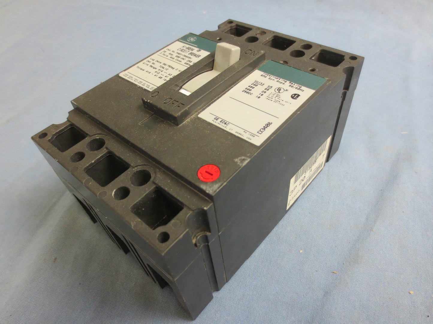 GENERAL ELECTRIC GE THED136020V CIRCUIT BREAKER, 20A, 600VAC, 3-POLE