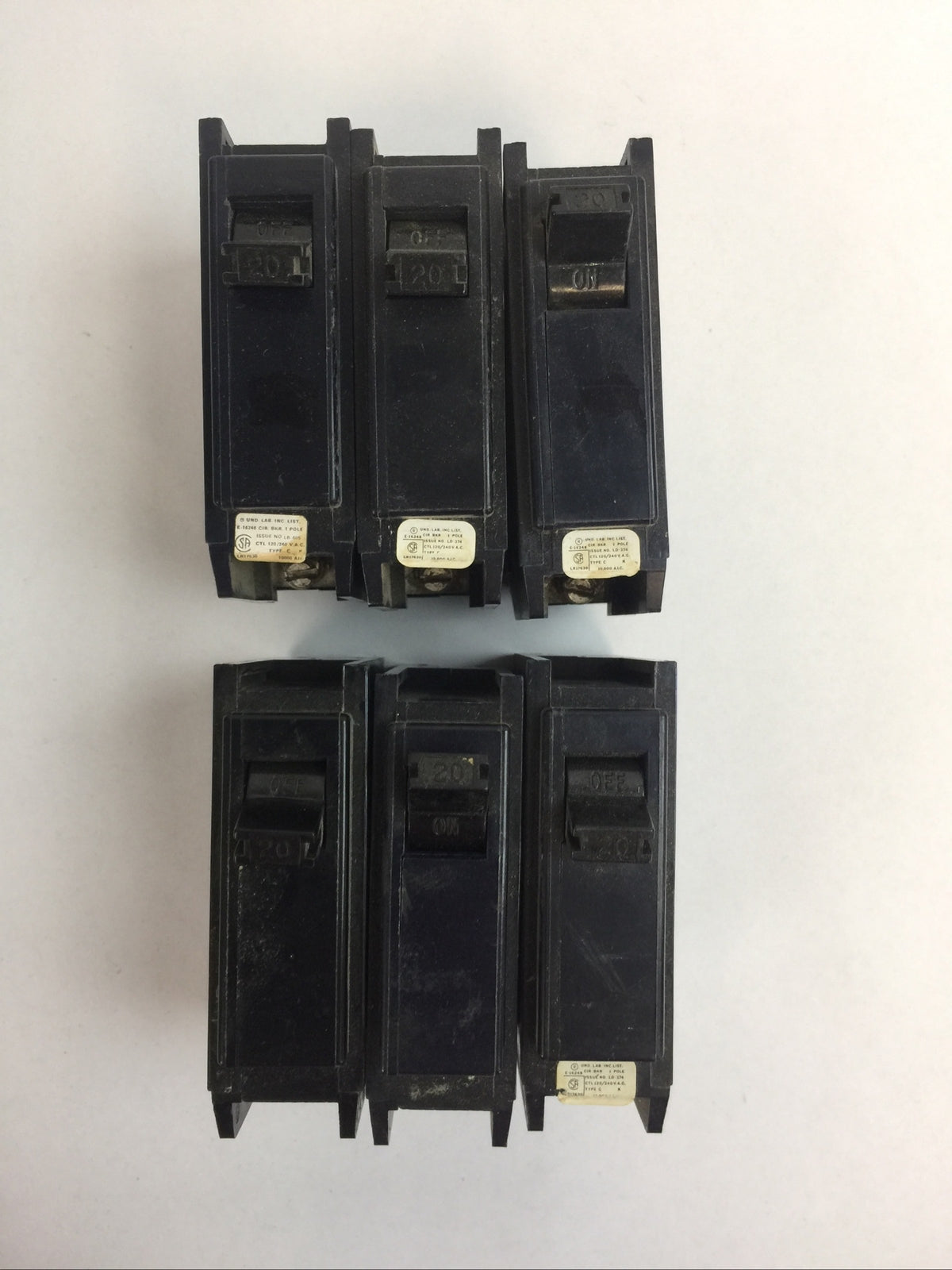 AMERICAN SWITCH C120 CIRCUIT BREAKER 20AMP 120/240VAC 1POLE (LOT OF 6)
