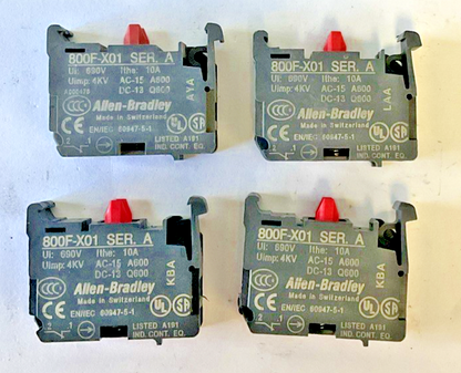ALLEN BRADLEY 800F-X01 CONTACT BLOCK SER.A 600V 10A 4KV***LOTOF4***