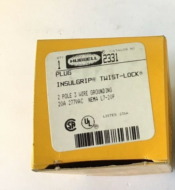 HUBBELL 2331 INSULGRIP TWIST-LOCK 2POLE 20 277VAC