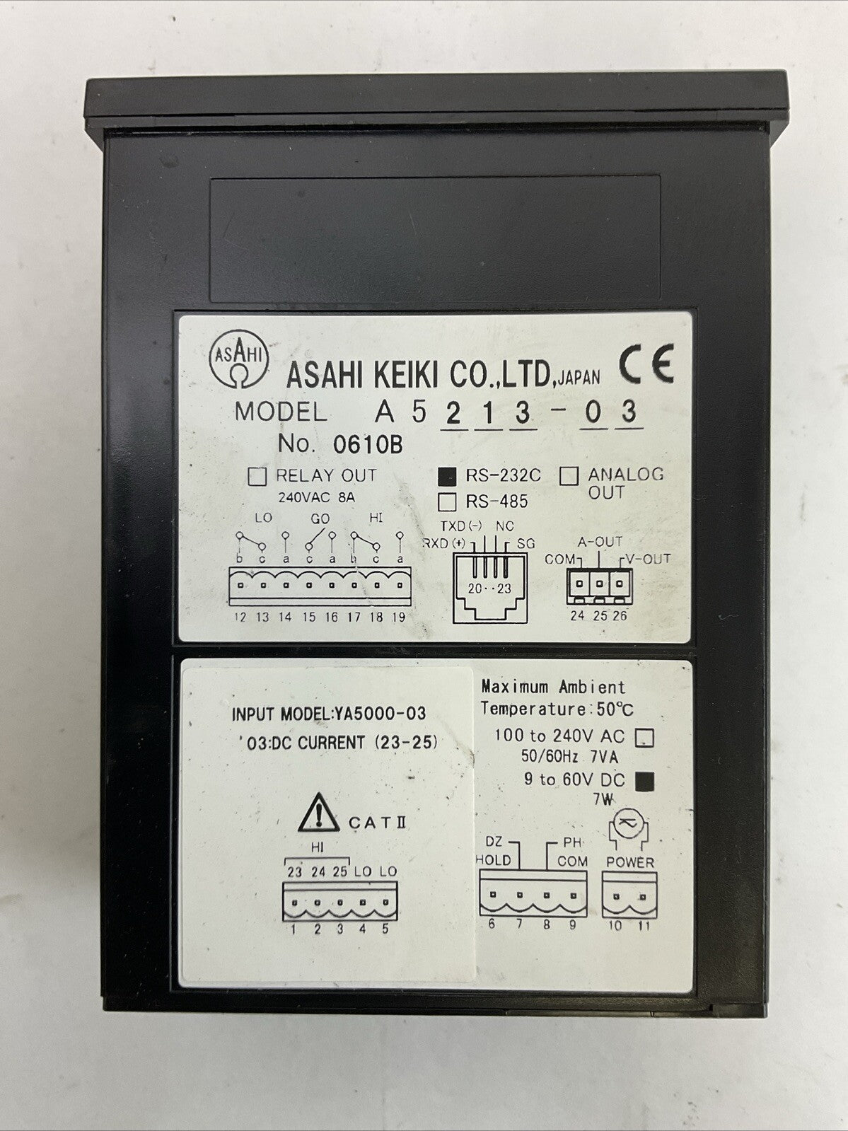 ASAHI KEIKI A5213-03 DIGITAL PANEL METER 100-240VAC 9-60VDC