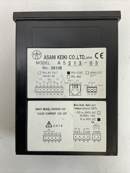 ASAHI KEIKI A5213-03 DIGITAL PANEL METER 100-240VAC 9-60VDC